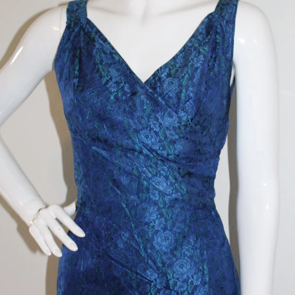 Blue Vintage 1950s Vintage Brocade Dress - Picture 4 of 9